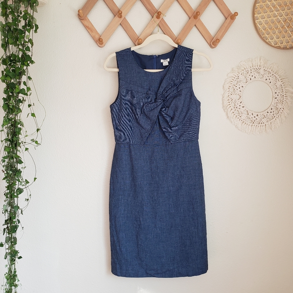 J Crew Denim Tie Front Shift Dress